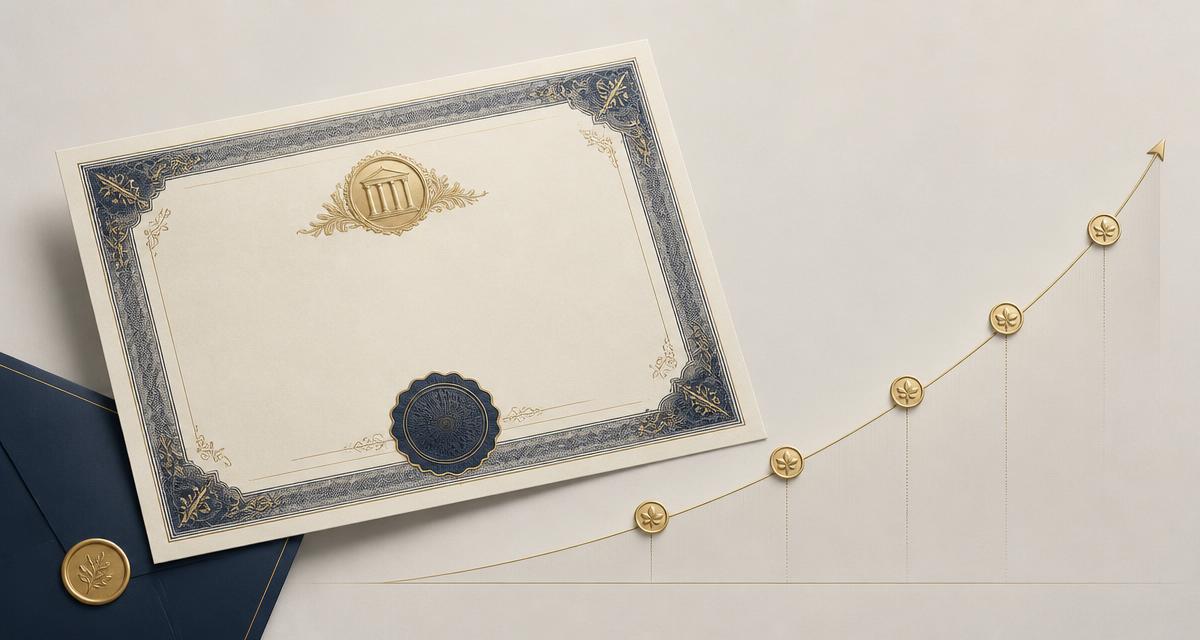 Certificato obbligazionario accanto a una curva dorata dei rendimenti con i punti degli stacchi cedolari